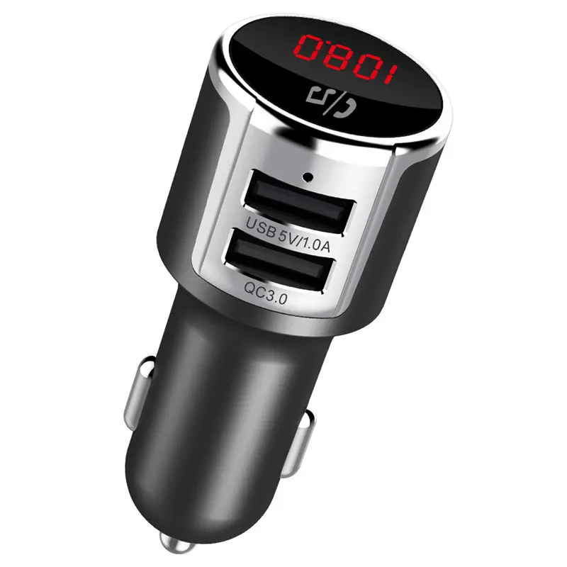 Черный YASOKRO fm-модулятор передатчик громкой связи bluetooth автомобильный комплект быстрая зарядка двойной USB QC3.0 автомобильное зарядное устройство MP3-плеер Автомобильное зарядное устройство для телефона - Название цвета: Черный