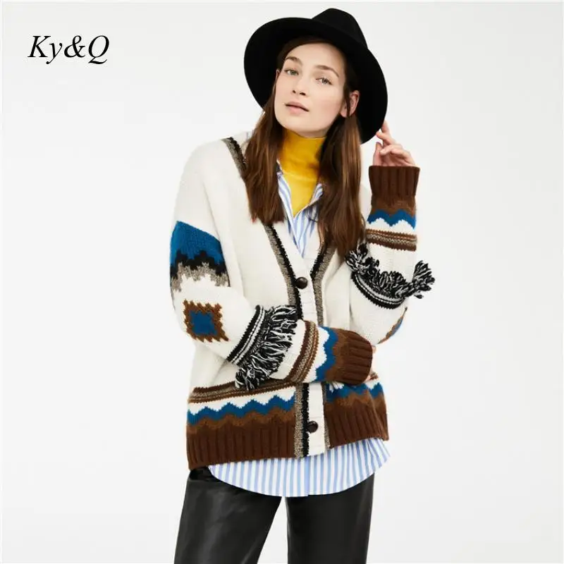 Женский шерстяной свитер с V-образным вырезом и длинным рукавом |