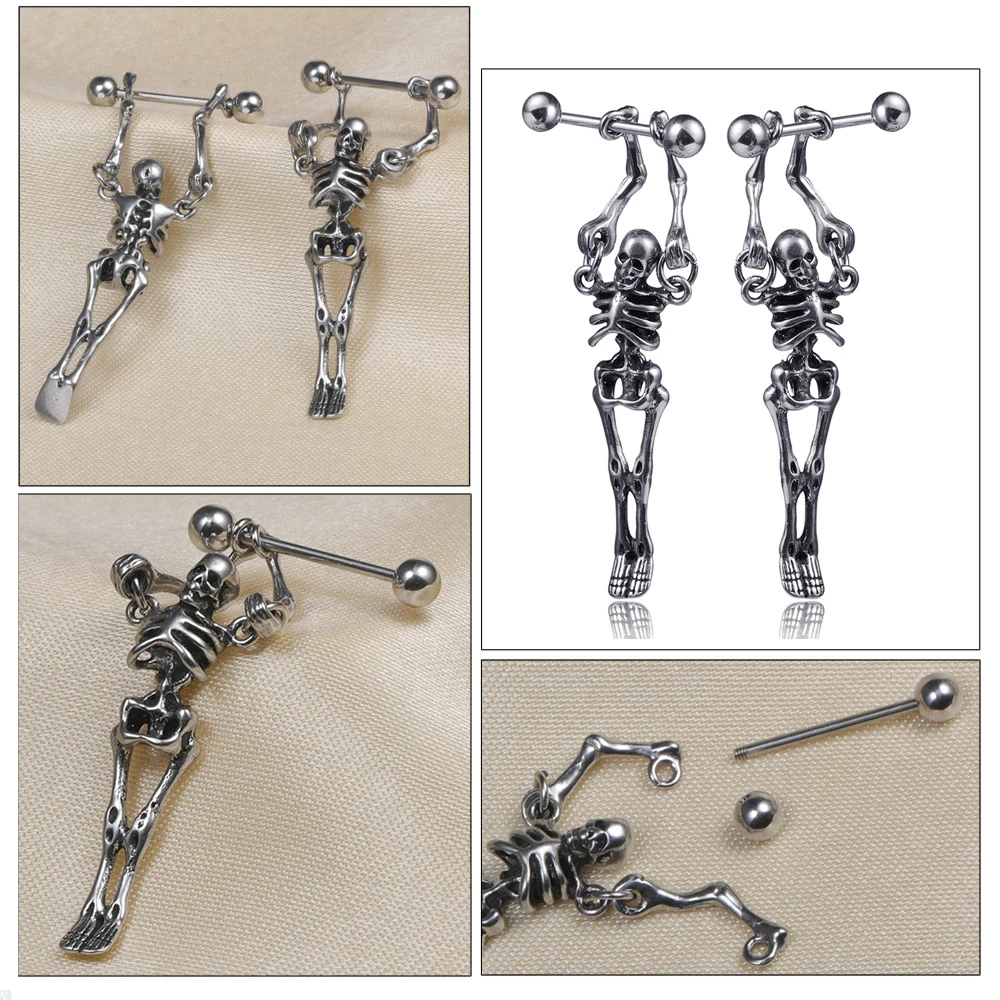 

punk vintage skull Pendant stud earrings for man woman 2020 Stainless steel pendientes hombre gothic jewelry brincos wholesale