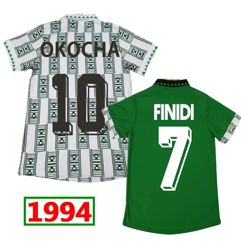 

1994 RETRO SOCCER JERSEY HOME AND AWAY OKOCHA YEKINI FINIDI NWOGU FOOTBALL VINTAGE SHIRTS CAMISETA UNIFORMS IN STOCK