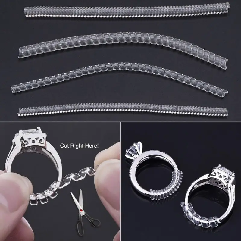 Jewelry Tool Ring Adjuster Invisible Transparent Spiral Cord Tension Reducer Adjustable Sizes Invisi | Украшения и аксессуары