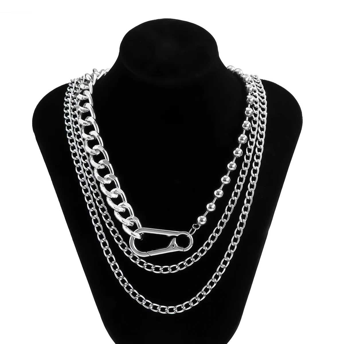 

KunJoe Layered Chain Necklace Neck Chain Personality Jewelry For Men Punk Choker Goth Jewelry Silver Color Necklace For Men Gift