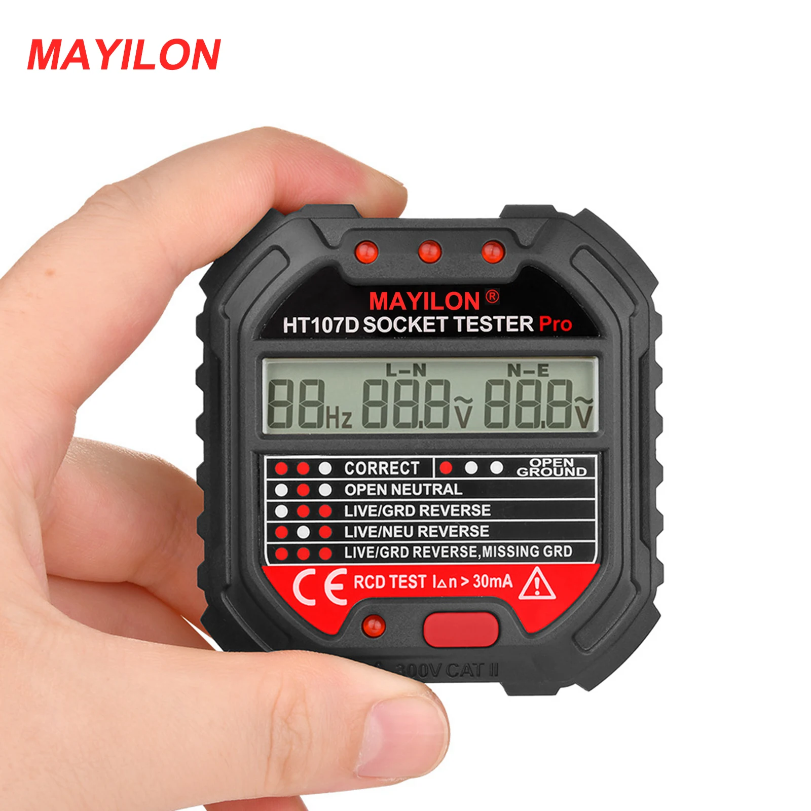 MAYILON HT107 тестер розетки er Pro тест напряжения RCD 30mA детектор US EU вилка нулевая линия