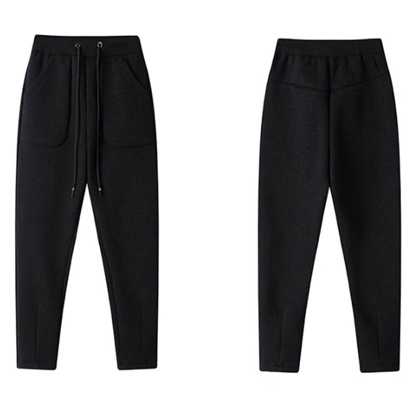 

2020 New Women Casual Plus Velvet Warm Sports Sweat Pants Autumn Sports Pants Solid Color Drawstring Elastic Waist Trousers