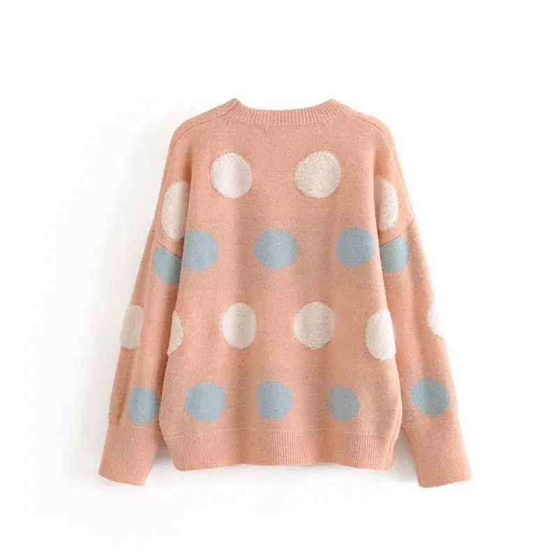 

Women Clothes 2019 Autumn and Winter Clothes Women Lazy Wind Round Neck Polka Dot Pull Femme Pullover Women Sweater Women