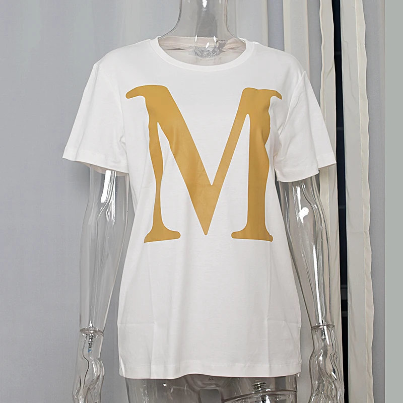 

Rowling Gold Letter Print Graphic Tees Women Summer O Neck Short Sleeve Cotton Logo T-Shirt Casual Cozy Tshirts Shirts Tops 2021