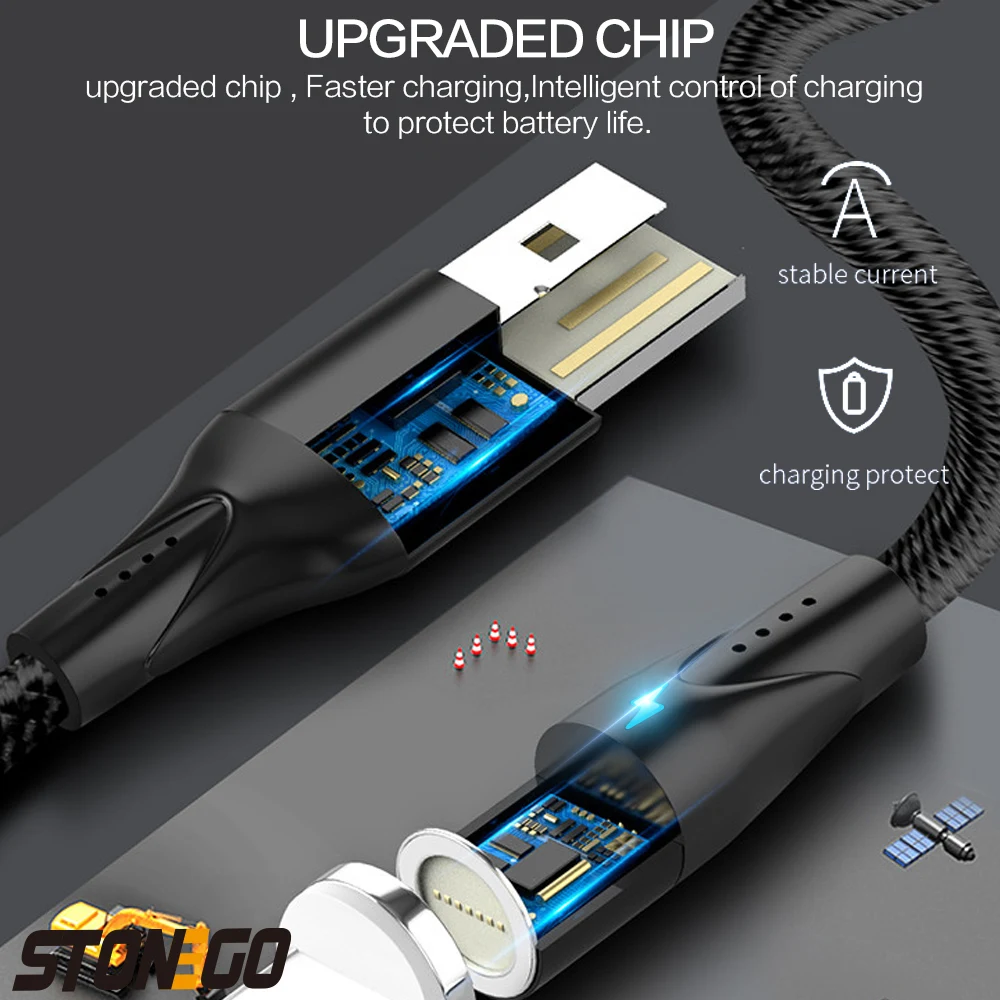 STONEGO Магнитный Быстрый кабель Micro usb зарядный телефонный кабель передачи данных для аndroid провода магнитное зарядное устройство для samsung Xiaomi huawei Mobile 3A