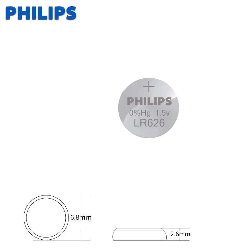 Philips 10 шт. AG4 LR626 377 кнопочные батареи SR626 177 щелочные батарейки для монет 1,55 в 626A 377A CX66W для часов