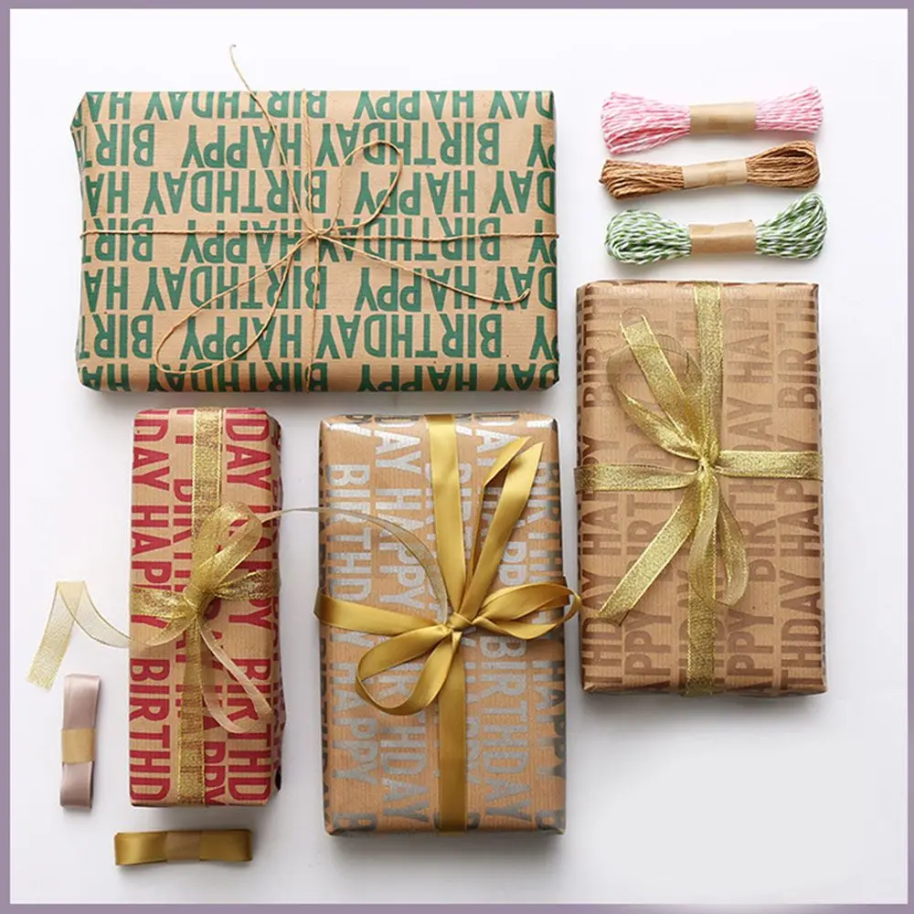 Новая оберточная бумага для подарков на день рождения коричневый крафт-декор