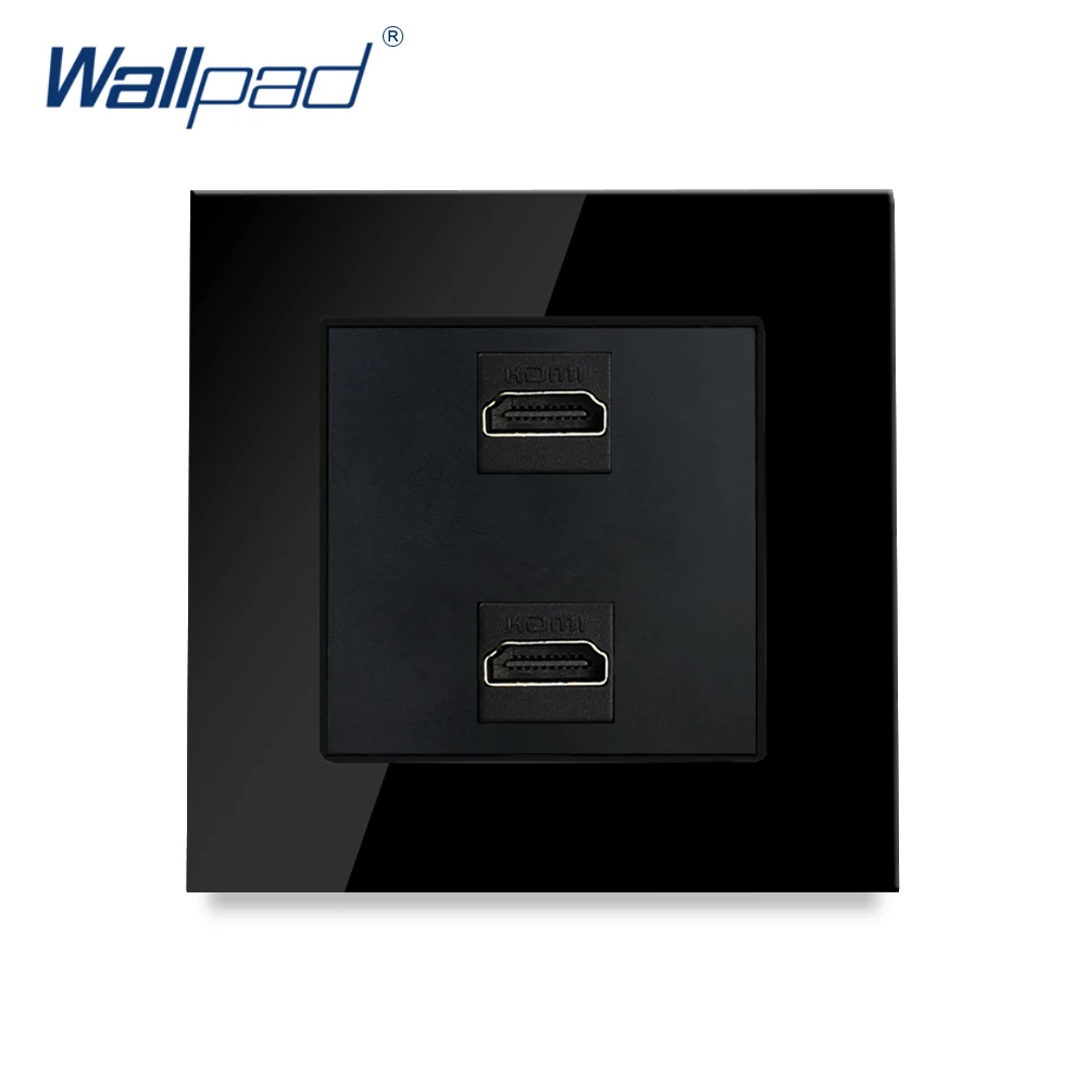 2 HDMI-совместимые розетки Wallpad черная панель из закаленного стекла настенная для