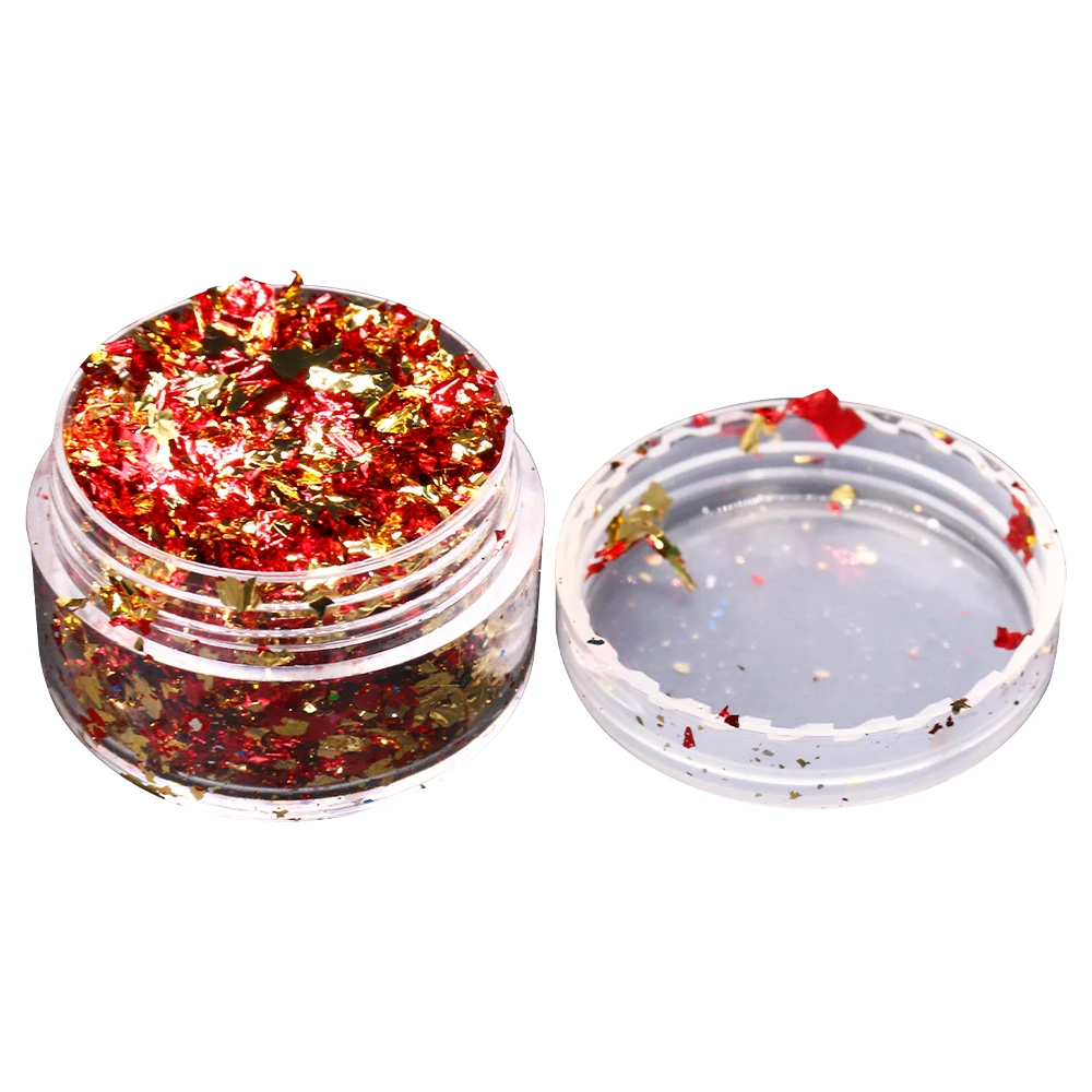 Золотые листы хлопья красные листья фрагменты для украшения ногтей живопись