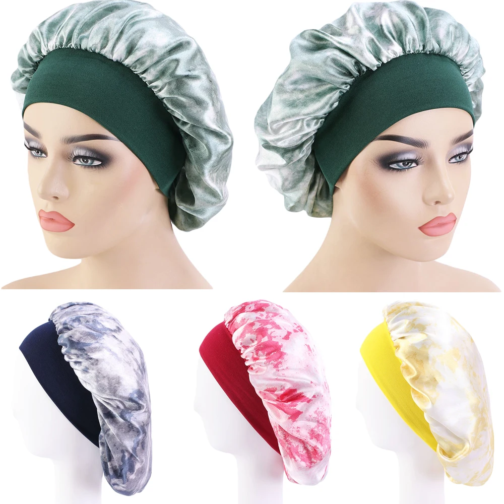 

Широкополая шапка для сна, женская головная уборка, ночная шапка, шапка для ухода за пятнами и длинными волосами, шапка для женщин, головная ...