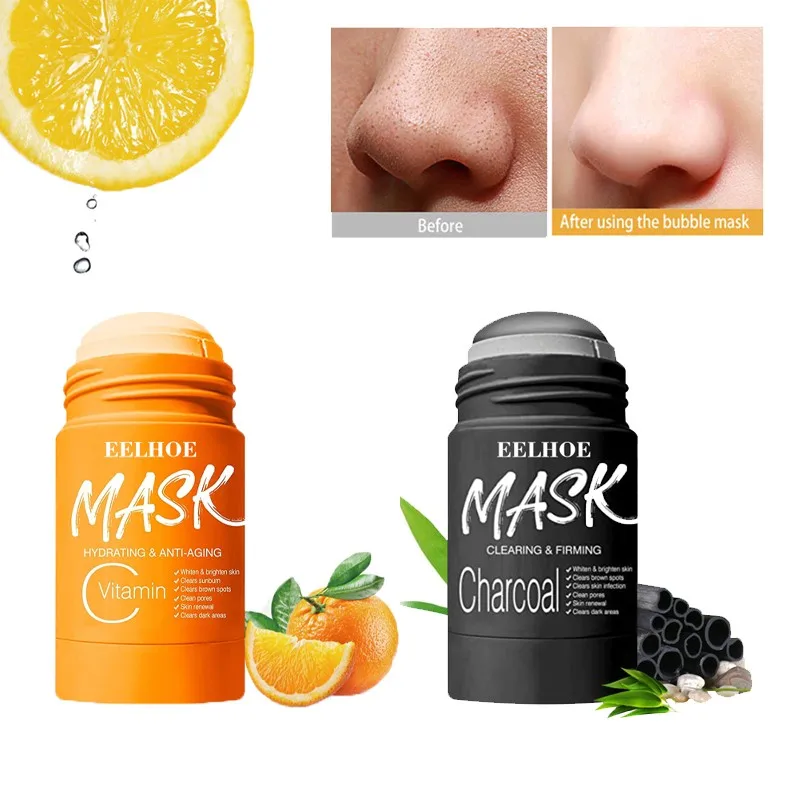 

EELHOE Charcoal Cleansing Mask Purifying Clay Black Stick Mask Oil Control Skin Care Anti-Acne Vitamin C Remove Blackhead Mud