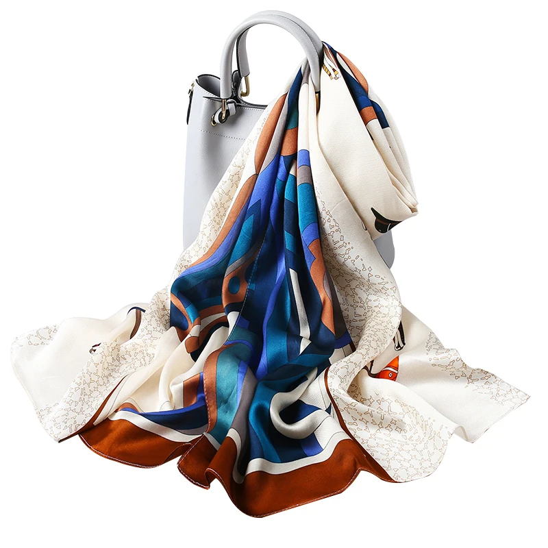 

Vintage 100% Silk Long Scarf Cape Women's Sunscreen Shawl Wraps Party Accessories Shiny Smooth 175*55CM