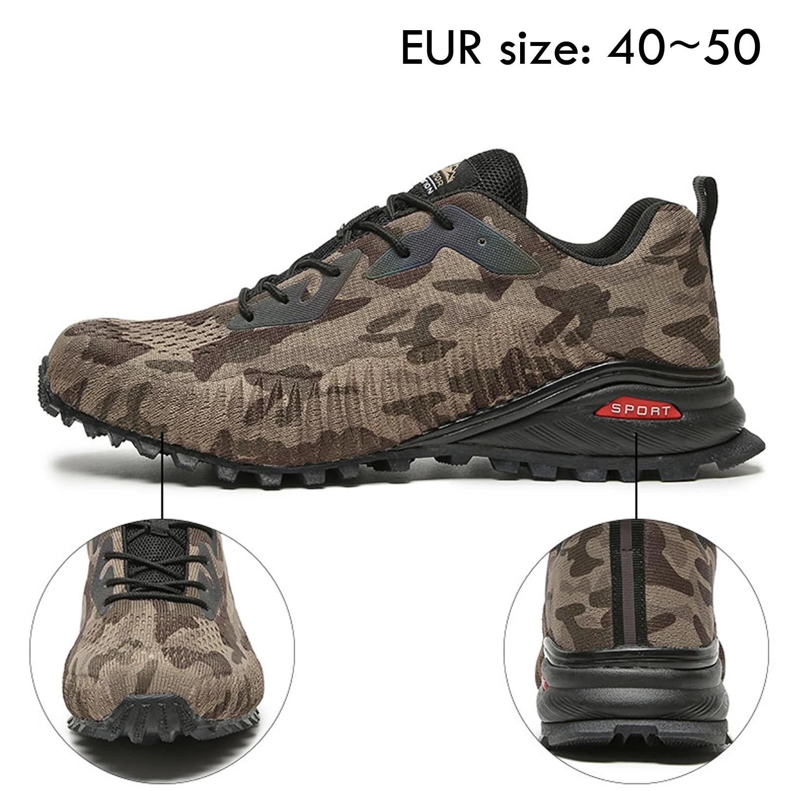 Big Size Sneakers 40-50 Men Trail Running Shoes Male  Breathable Knit Athletic Tennis Shoes Jogging Walking Outdoor Sneakers