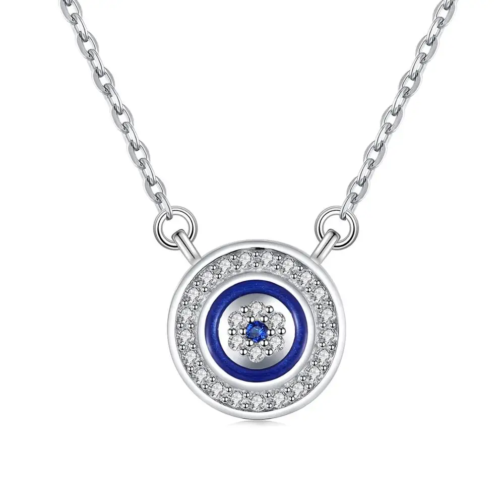 KALETINE, 925 пробы, серебряное ожерелье, женское, удача, голубой, сглаза, шарм, CZ, подвеска, длинная цепочка, ожерелье, s, турецкие мужские ювелирные изделия, колье - Окраска металла: White Gold Color
