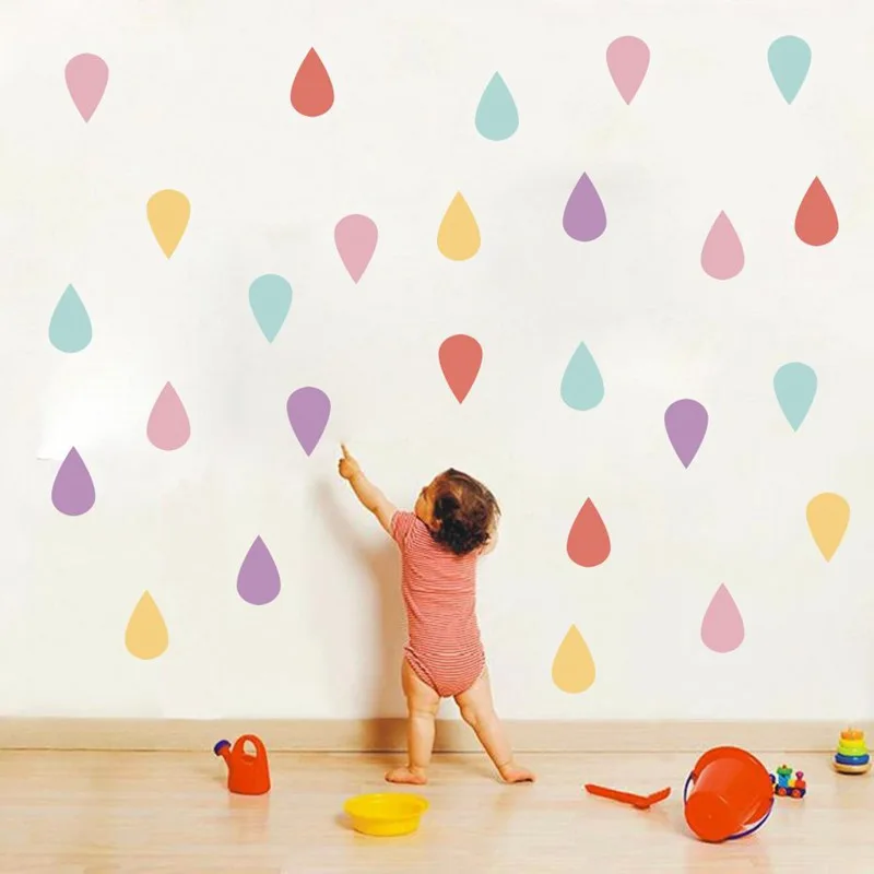 

Colored Raindrop Stickers Ins Creative Wall Sticker for Bedroom PVC Graffiti Paste Children's Room NEW YEARation NEW YEAR