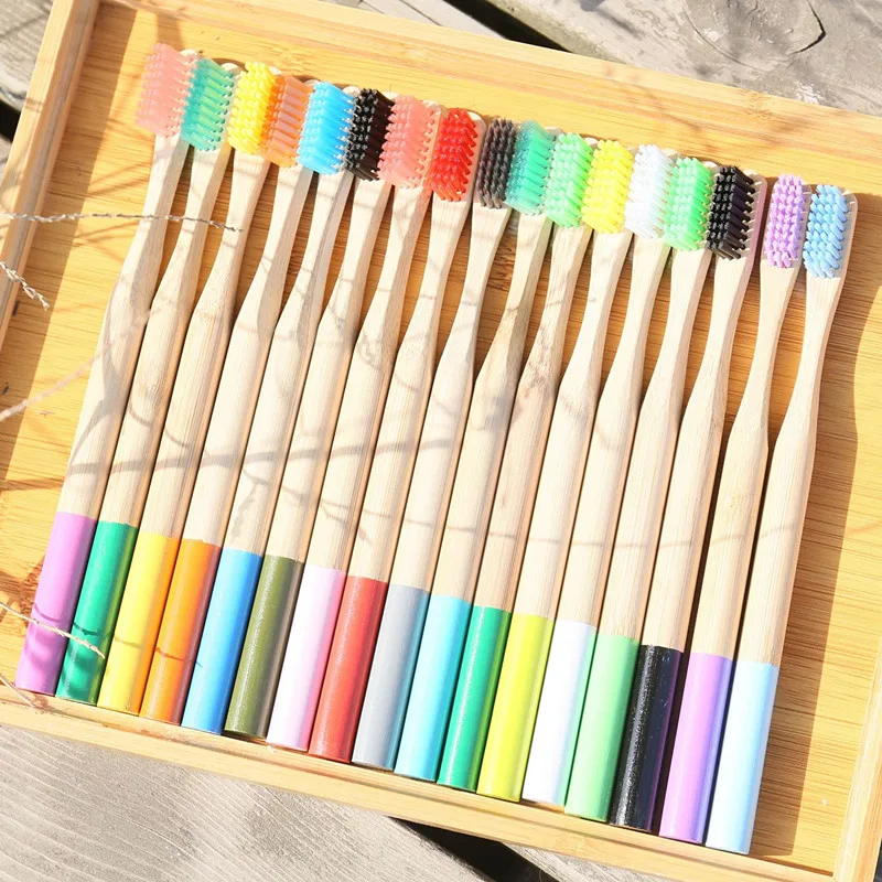 Экологичная бамбуковая зубная щетка биоразлагаемая пластиковая Бесплатная