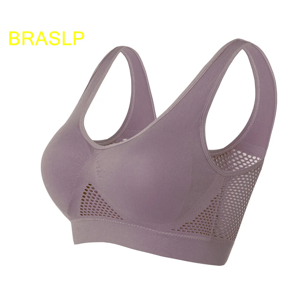 

Women's Underwear Breathable Large Size Without Steel Ring Seamless Hollow Mesh One-piece Bra Thin Sports Bra