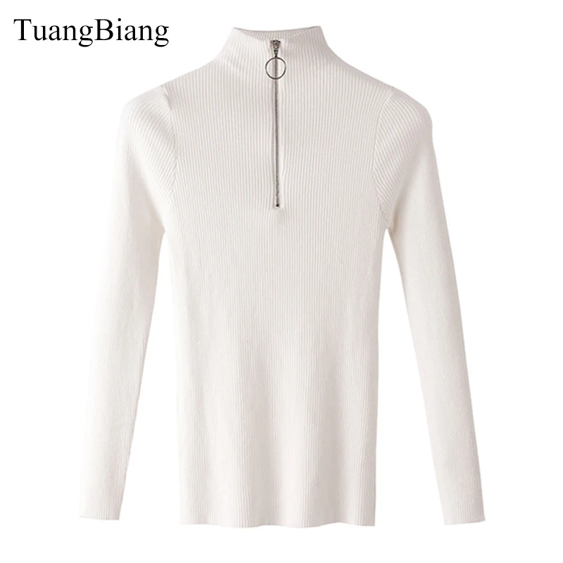 Повседневный свитер на молнии Женская водолазка с длинным рукавом осенние
