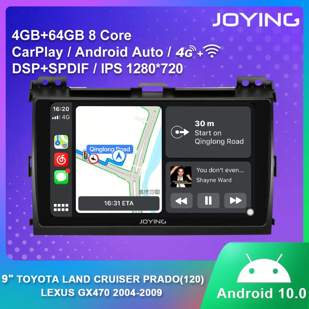 Android 10 0 4 Гб ОЗУ + 64 ГБ 9 &quotIPS RDS мультимедийный плеер с GPS навигацией для TOYOTA Land Cruiser