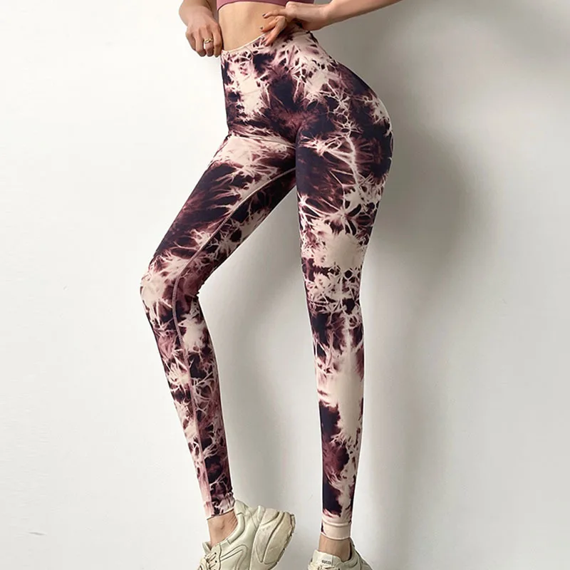 

NORMOV Green Sports Women Leggings Seamless Printed Yoga Pants Sexy Tie Dye High Waist Woman Gym Legging Slim Trousers Clothes