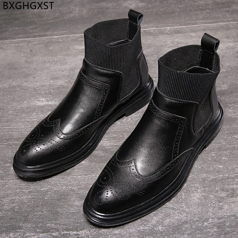 

Black Ankle Boots for Men Male Fashion Winter Boots for Man 2022 Brand Motorcycle Shoes Man Luxury Designer Chelsea Boots Men