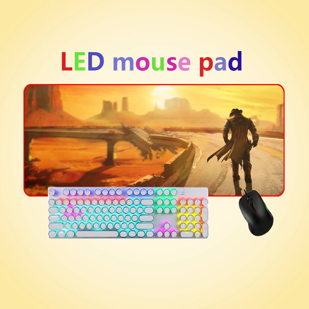 Ffffas светодиодный коврик для мыши 90x40 см RGB Gamer большой с подсветкой USB клавиатура