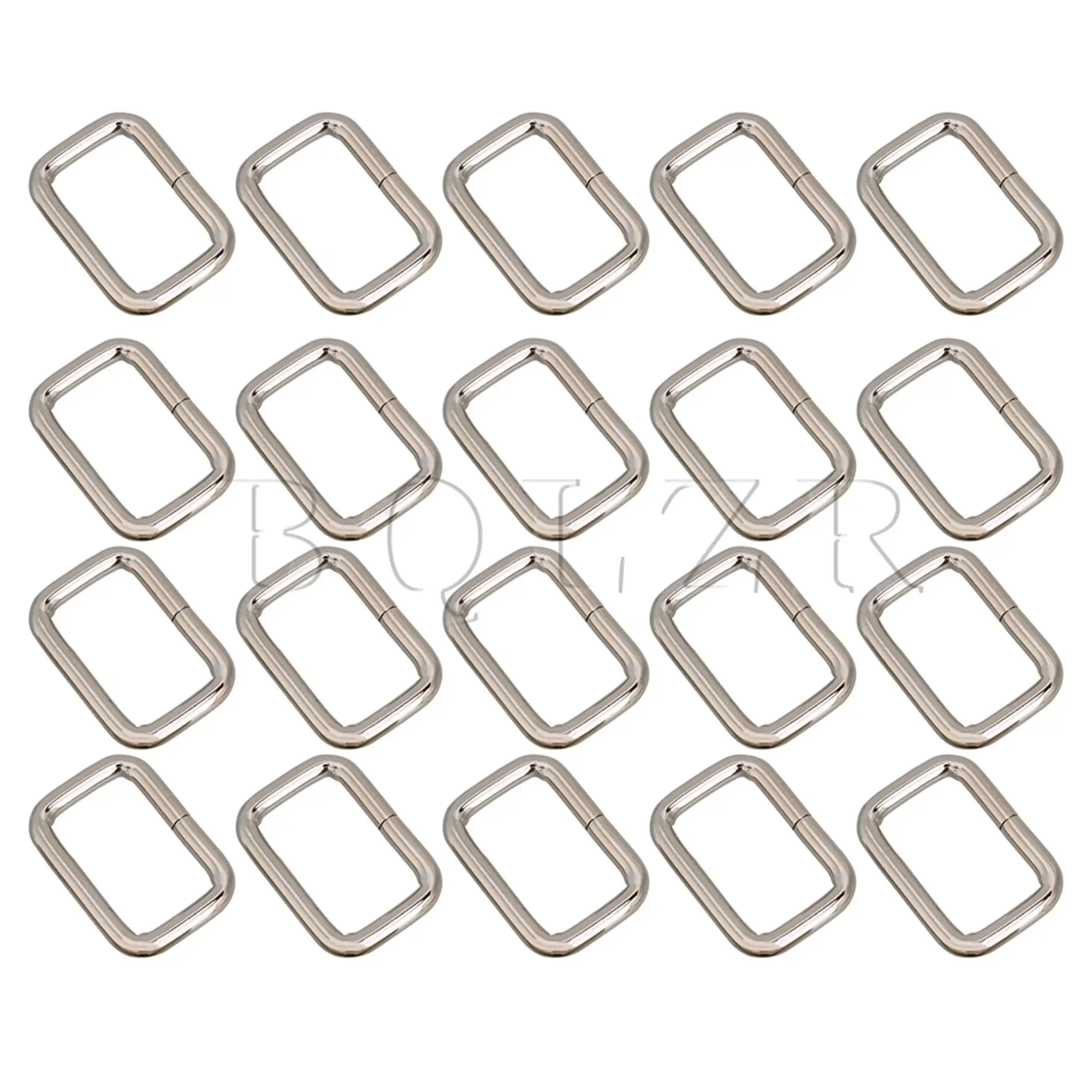 

BQLZR 20pcs Inner Dia 2.5cm Silver Multicolor Metal Square Loop Rings for Travel