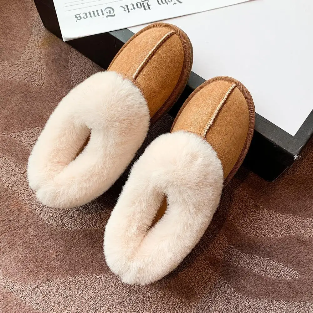 

Wohdhe Women Snow Boots Plush Flat Winter Shoes Slip On Fur Shallow Ankle Boots Flock Designer Shoes Femmes Bottes 2020 New