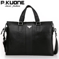 p kuone fashion luxury brand men bag genuine leather handbag shoulder bags business men messenger bag laptop bag