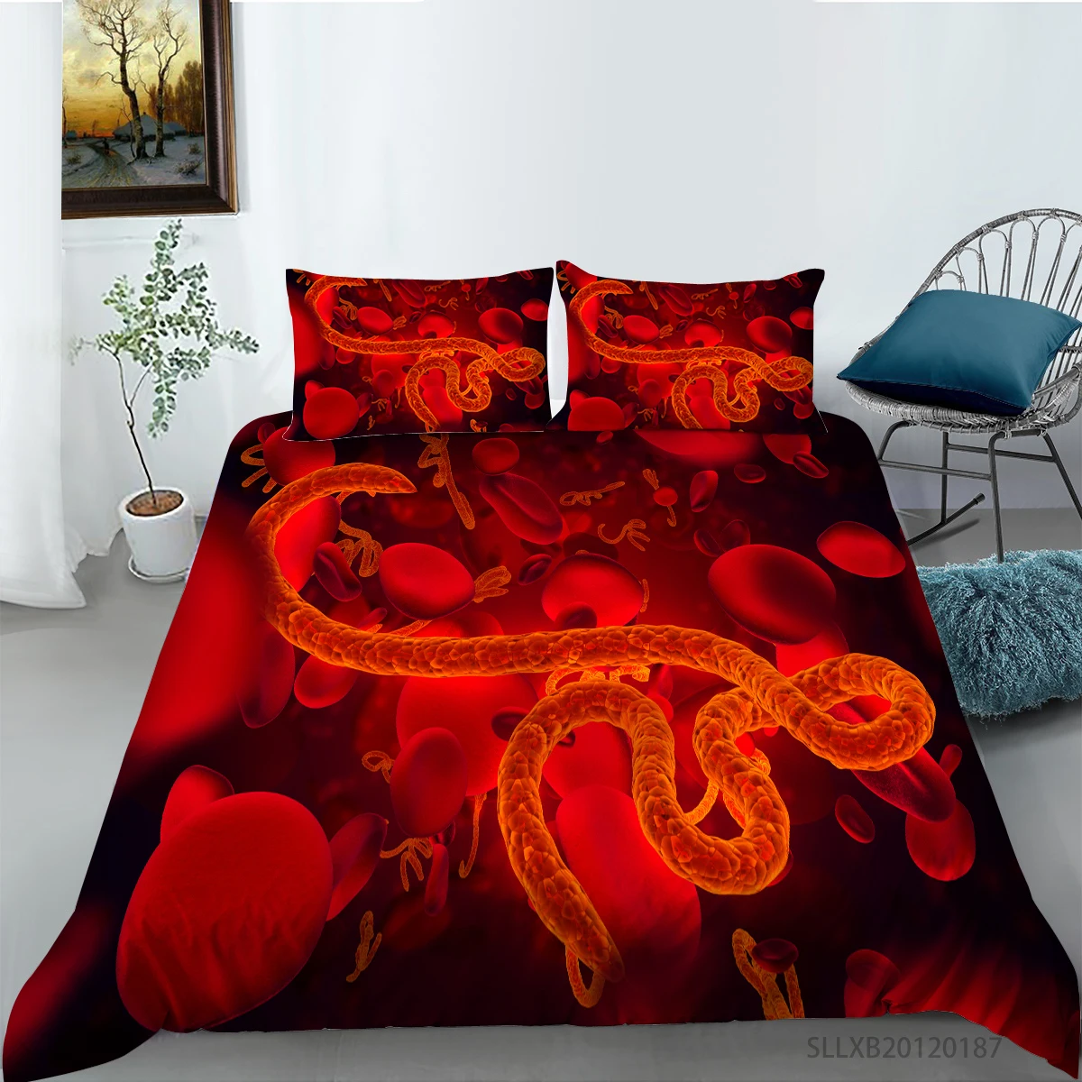 

New 3D Blood Vessel Printing Bedding set Quilt cover with pillowcases Bedclothes Home Decor 2/3 pieces