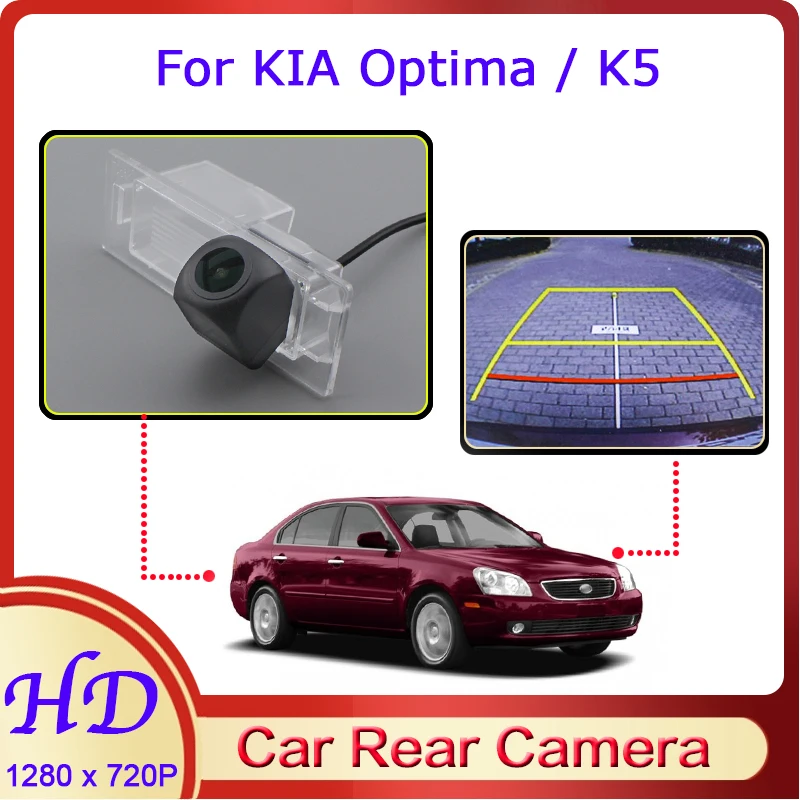 Автомобильная камера заднего вида «рыбий глаз» для KIA Optima II MS 2005 ~ 2010, HD камера заднего вида с функцией ночного видения, 720P