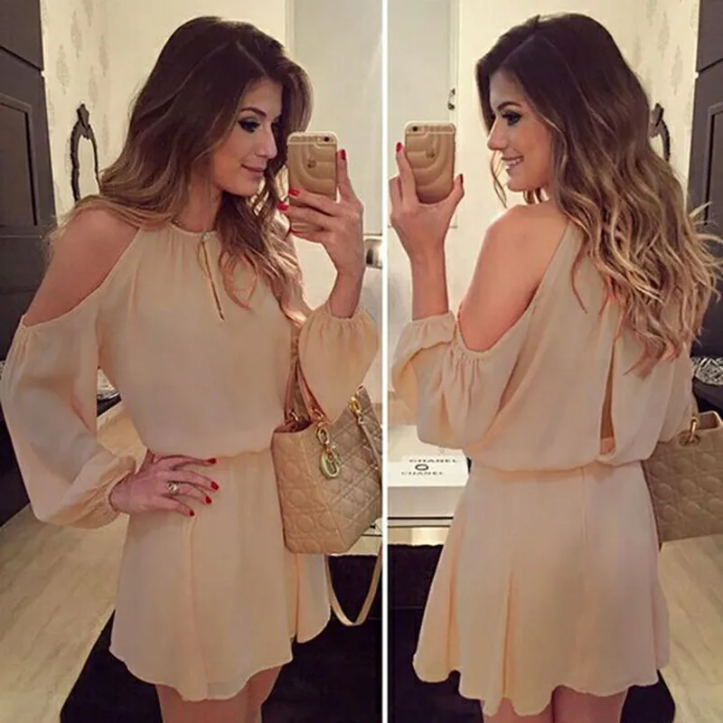 

NEW Office Ladies Elegant Strapless Chiffon Mini Dress Summer Fashion Off the Shouldert High Waist Mini Dress Women