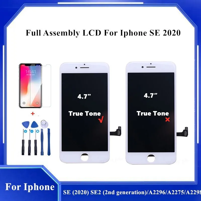 

Tested True Tone For iPhone SE 2020 SE2 LCD Display Touch Screen Digitizer Assembly For IPhone A2296 A2275 A2298 LCD Replacement