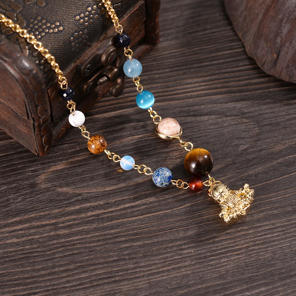 Ожерелье с подвеской в виде астронавта ожерелье на солнечной системе 9 планетами