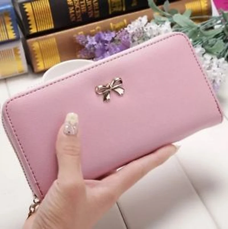 Женские кошельки с держателем для карт Дамский Длинный кошелек милым бантом