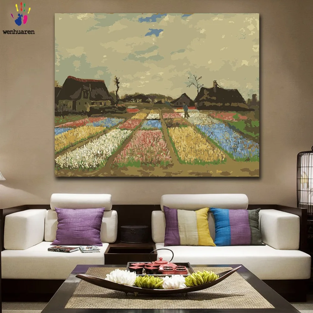 DIY картинки для раскраски по номерам с цветами Ван Гога цветочный сад картина