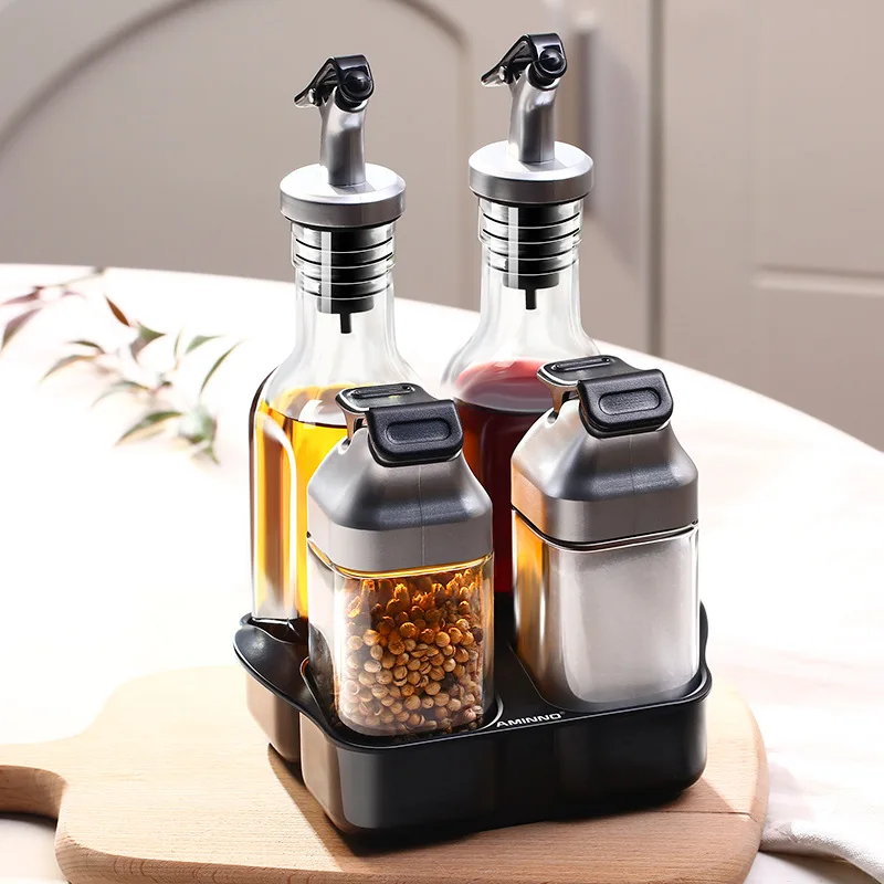 

spice jars seasoning spice rack Seasoning box seasoning frame glass oil fox seasoning box seasoning set
