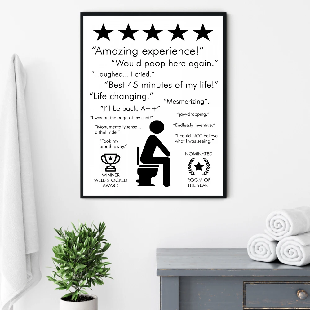 

Black White Bathroom Quote Sign Poster Amazing Experience Toilet Art Canvas Painting Wall Pcitures Bathroom Decor