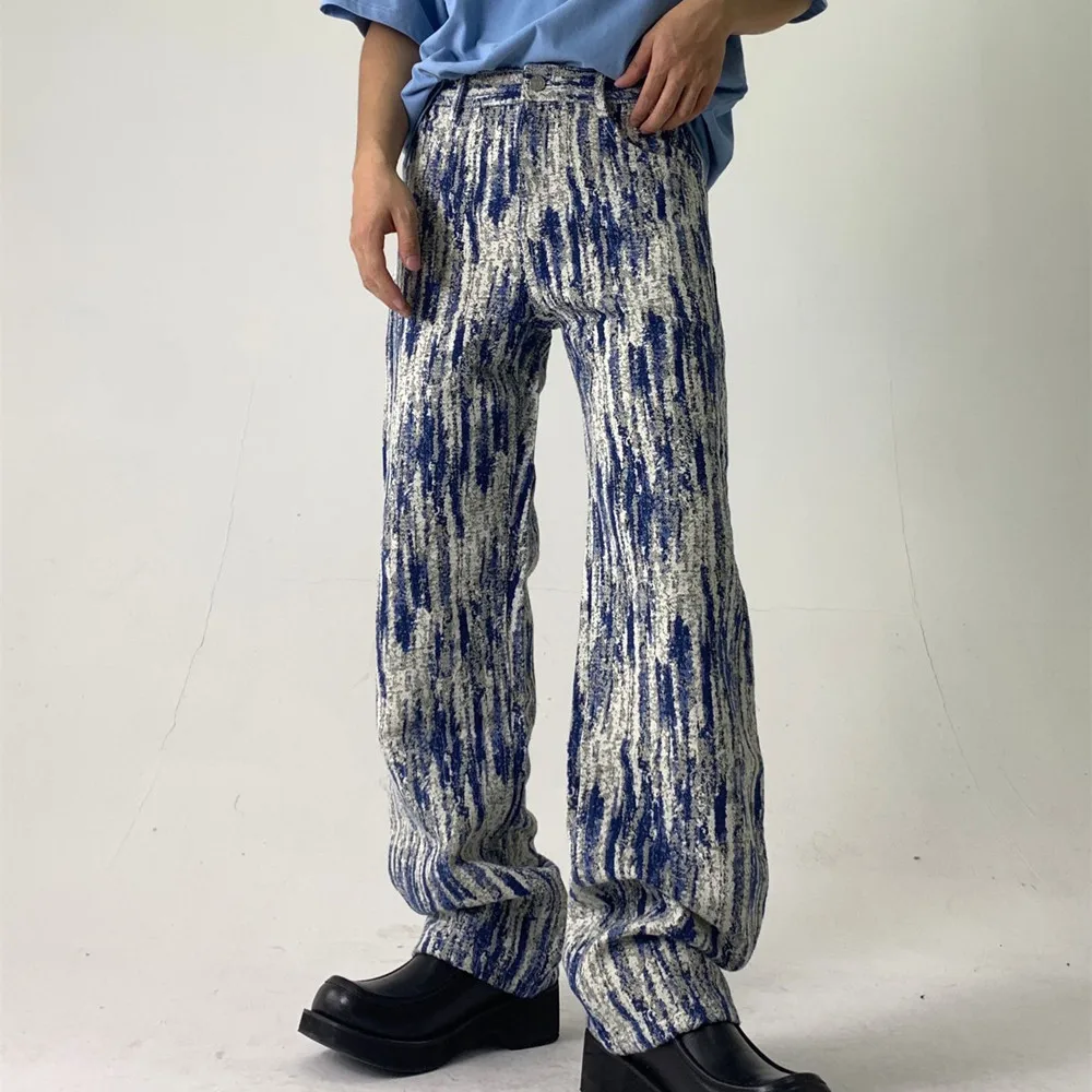 

2021 New Arrival Striped Drape Tie Dye Straight Men Baggy Jeans Pants Casual Women Vintage Denim Trousers Pantalones Casuales