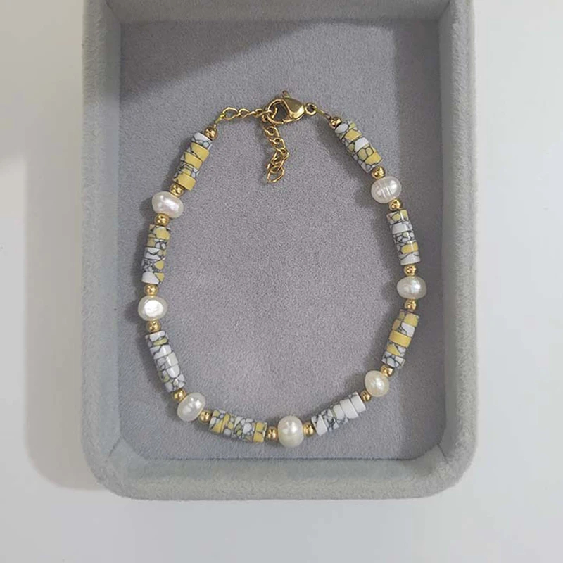 

2022 New 18KGF Women Natural Stone Bracelet Baroque Freshwater Pearls Beaded Charm Jewelr