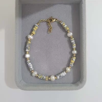 2022 new 18kgf women natural stone bracelet baroque freshwater pearls beaded charm jewelr