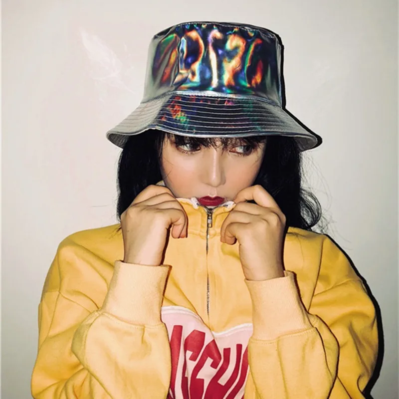 Панама из искусственной кожи в стиле Харадзюку двусторонняя хип хоп