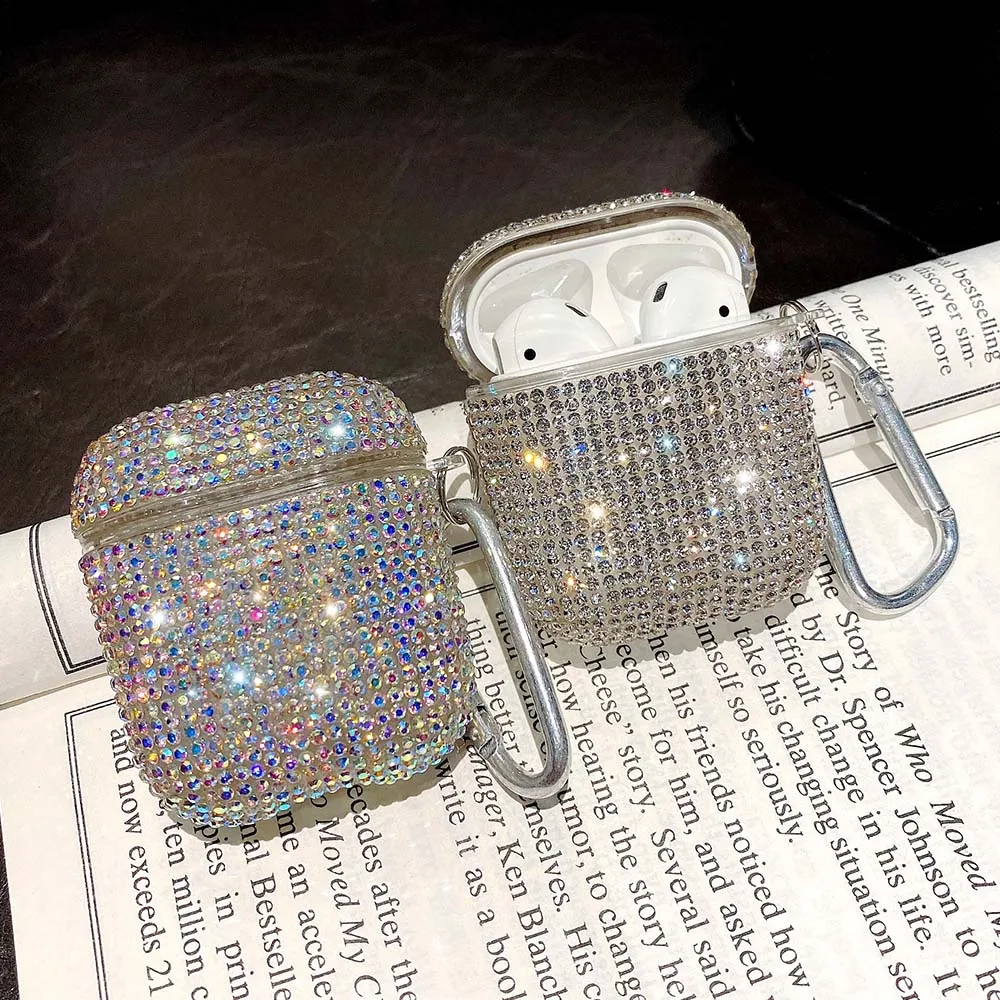 

Luxury 3D Cute Bling Diamonds Wireless Bluetooth Earphone Accessories Hard Case for Apple Airpods 2 1 Protective Charging Bag