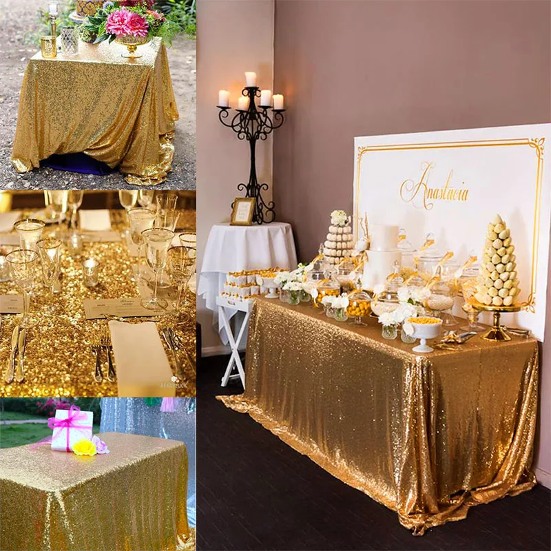 180x120cm rectangular table cover glitter sequin table cloth rose gold tablecloth for wedding birthday party home decoration free global shipping