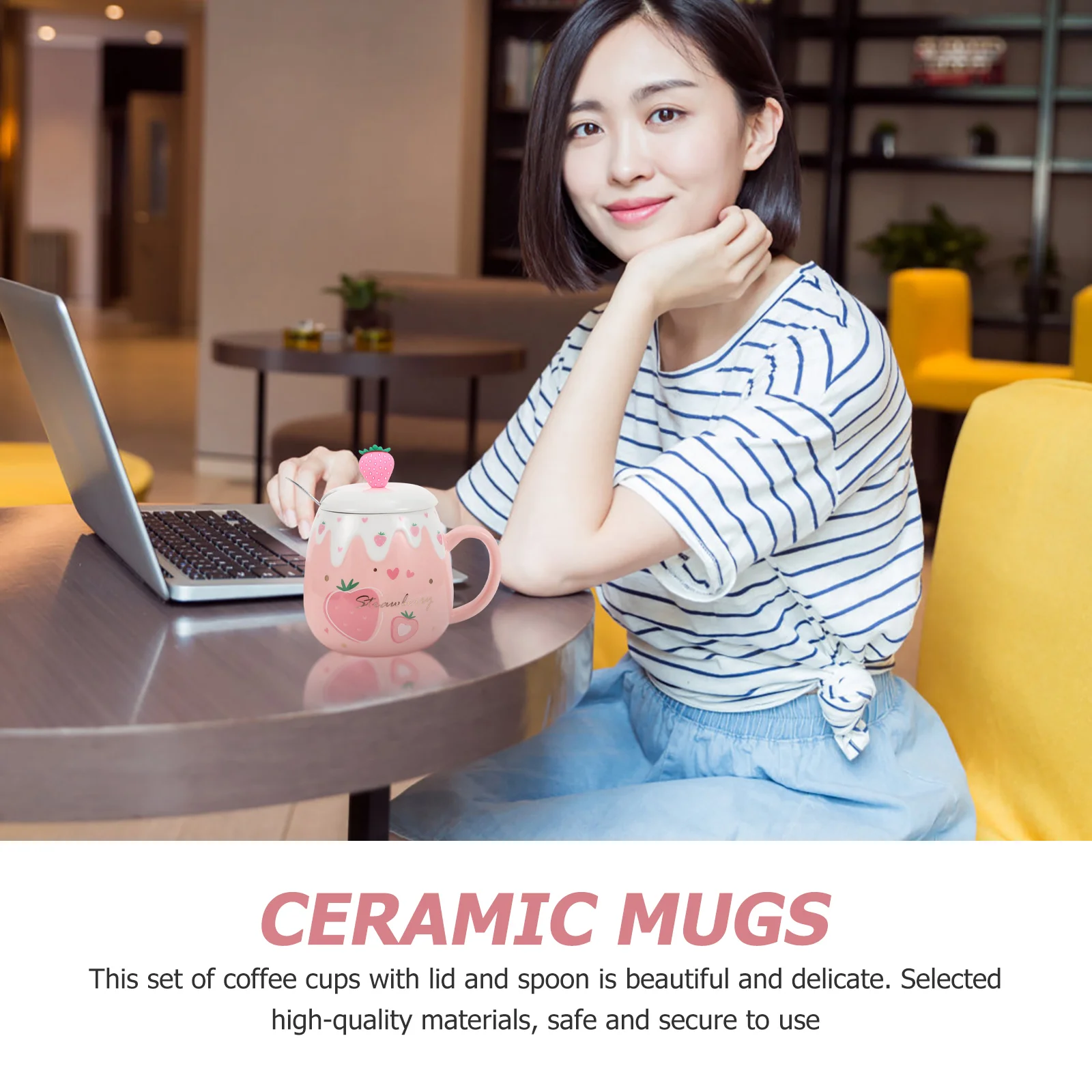 1 Set Adorable Ceramic Water Cup Office Use Mug with Scoop Lid ) | Дом и сад