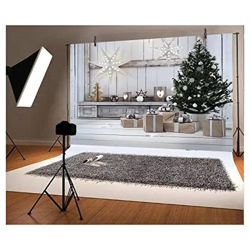 

Christmas Photography Backdrop Baby Kid Pets New Year Family Party Portraits Photo Background Grey Wood Gifts Tree Design W-166