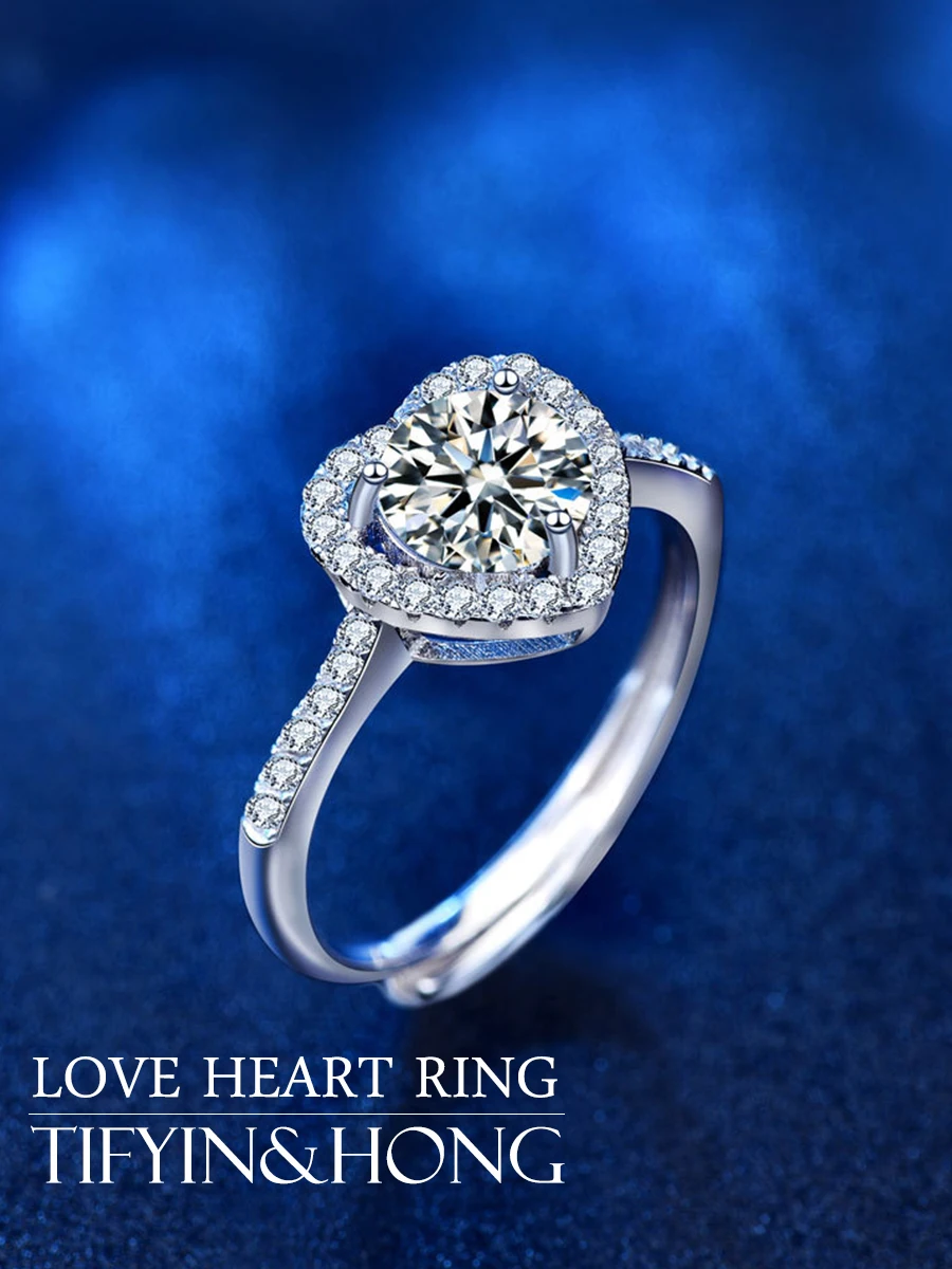 

S925 silver moissanite love ring, sweet and romantic style, holiday gift, exclusive for couples