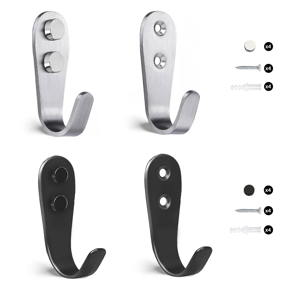 

12 Pcs Spot Goods Stainl steel Wall Hooks Clothes Hanger Door Wall Hooks Key Coat Bag Hanging Hangers for Kitchen Bathroom